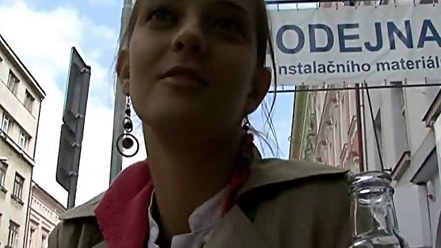 Czech Teen Showing Her Big Natural Tits and Giving a Blowjob in Public