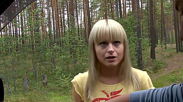 Out in the forest he pushes her against a tree and fucks her