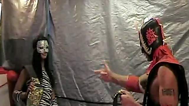 Two steamy couples have an erotic sex action on the wrestling ring