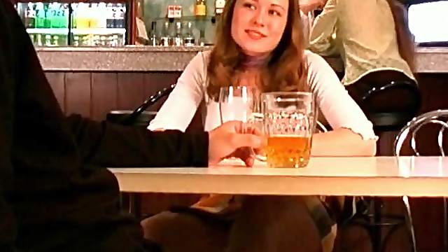Customers watch as a slut and her man fuck in the restaurant