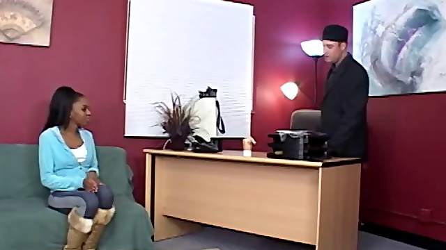 Mouth-watering ebony MILF gets slammed in this interracial scene