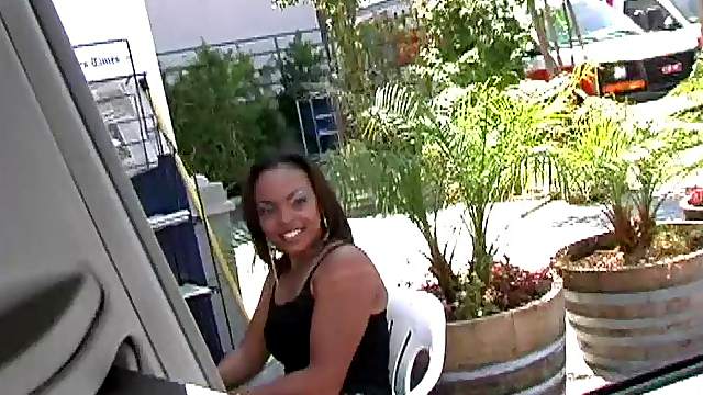 Nice ass pornstar slides a big cock up her chocolate pussy hardcore