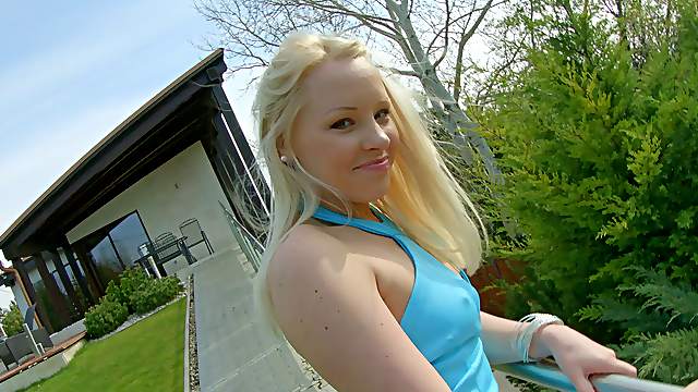 European blonde takes it straight to her tight ass