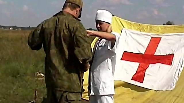 At the first aid station this guy fucks the hot nurse