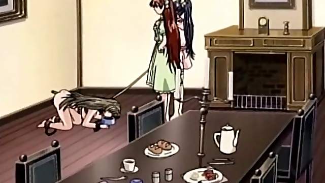 Bondage anime with gagging gets vibrator in her ass and pussy
