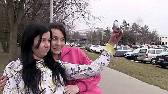 Girls meet at the bus stop, got home together and fuck