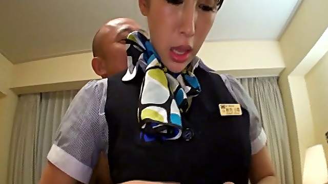 Slutty Asian hotel attendant gets fucked by a client
