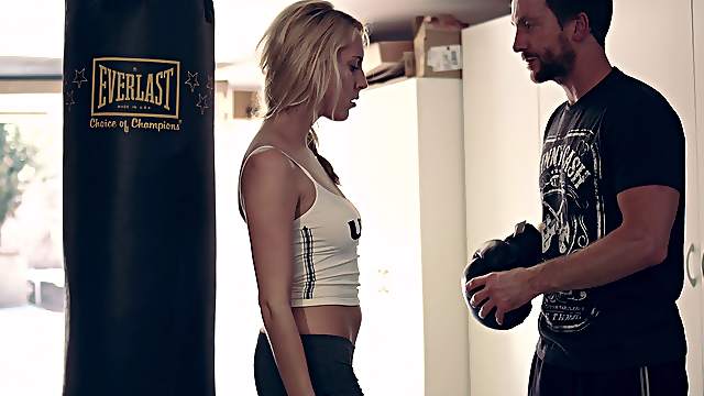 She works out in the boxing gym then works out on his cock