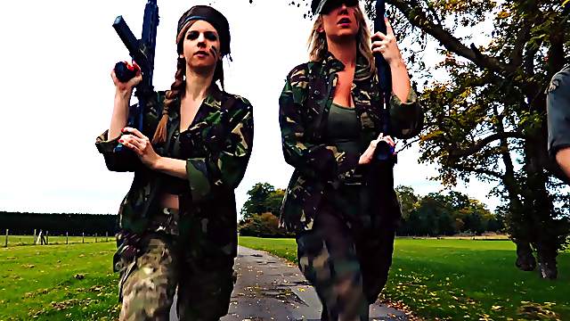 Busty military ladies demand he pound their cunts with a big cock