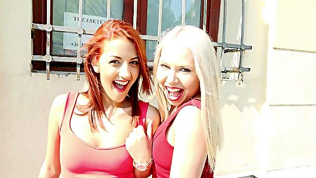 Couple of European chicks have a threesome with a guy