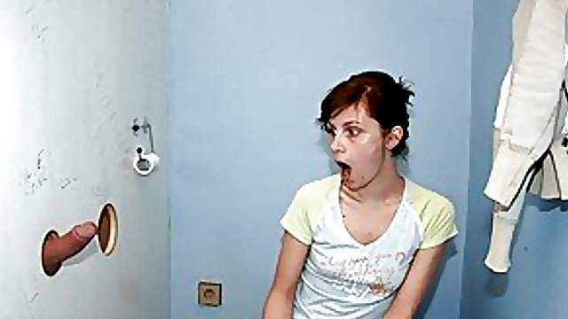 Suddenly a penis appears from the toilet wall