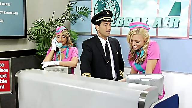 Kacey trying to win over the attention of the pilot's assistants