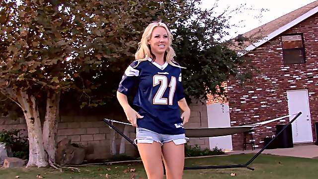 Sexy football fans in jerseys suck and fuck the big cock guy