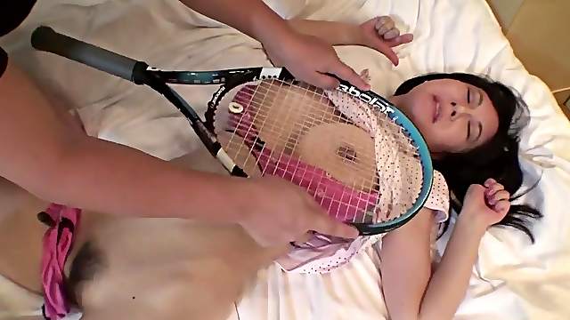 Uncensored Japanese milf affair with tennis racket Subtitled