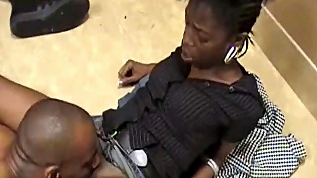 Flamboyant chocolate girl allows her black lover to explore her depths