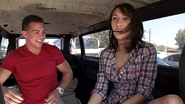Hot Brunette Teen gets Fucked inside a Moving Van for a Reality Porn Video