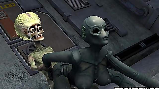 Sexy 3D cartoon alien babe fucked hard by a martian