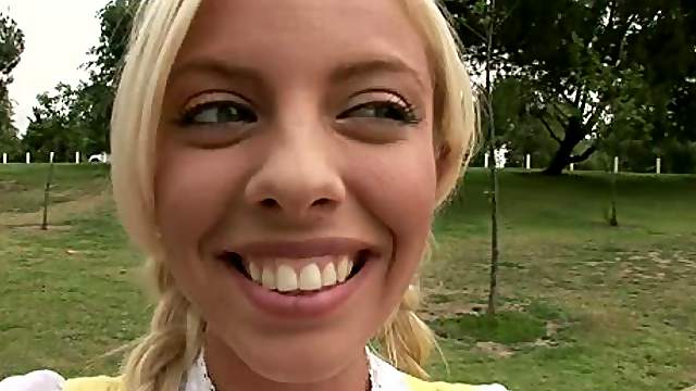 Massive boner penetrates a lovely blonde hussy's tight twat