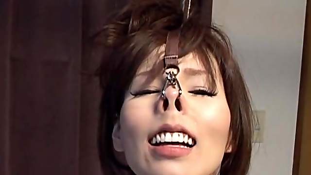 Subtitled CMNF Japanese BDSM nose hooks and more