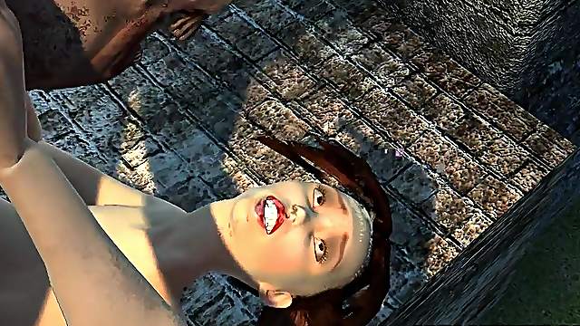 Busty 3D cartoon babe getting fucked hard by a zombie