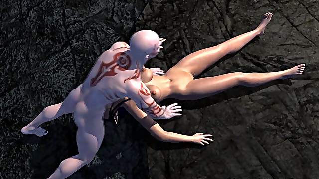 Busty 3D babe getting fucked hard by a monster