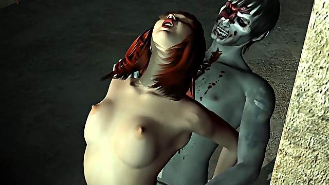 Foxy 3D Redhead Having Rough Sex with a Zombie