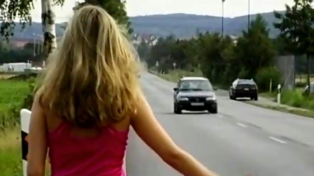 Blonde german teen picked up fer her first douple penetration