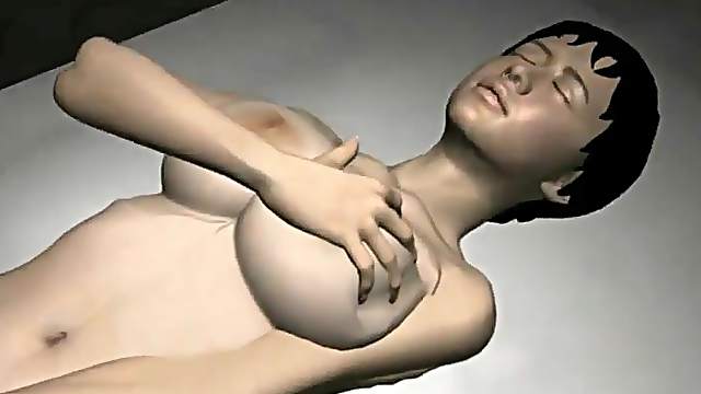 Sexy 3D lesbian babe masturbates while making out