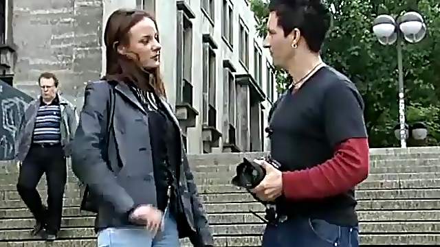 Cute german teen picked up in public for her first porn video tape