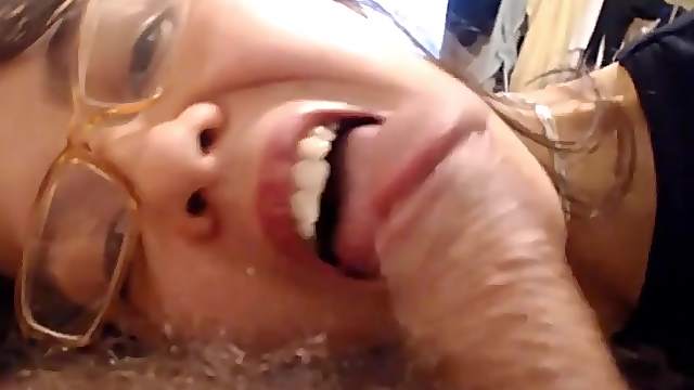 POV blowjob from nerdy horny teen