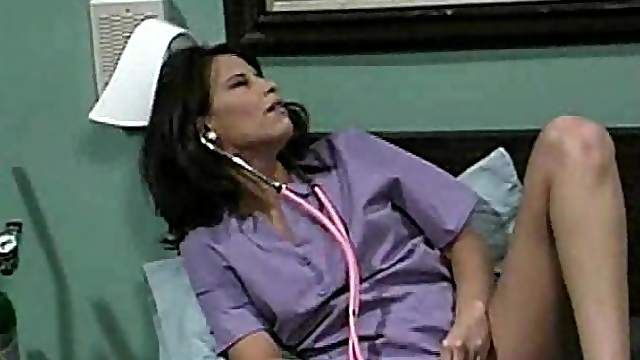 Nurse lesbian in uniform pleasured with superb pussy fingering