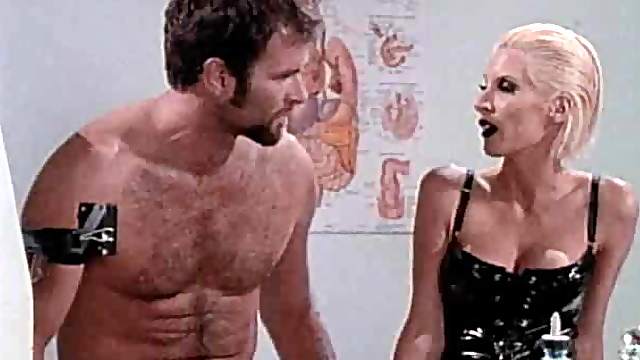 Christy Canyon takes off her latex outfit for a fuck with a hunk