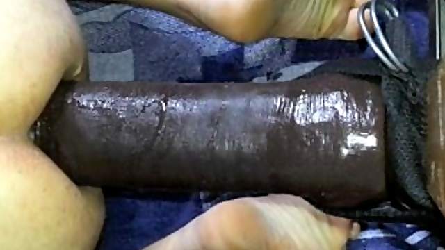 Huge black dildo anal