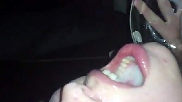 Girl drinking cum