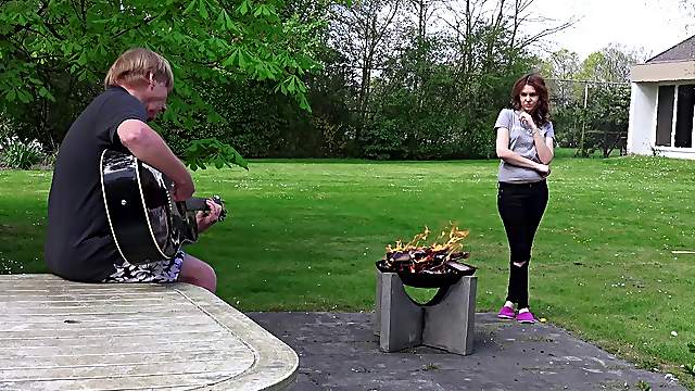 Alegra and Udo playing the guitar and getting naked to have sex