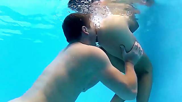 lucky poolboy enjoys a slippery nuru massage and crazy underwater pool sex
