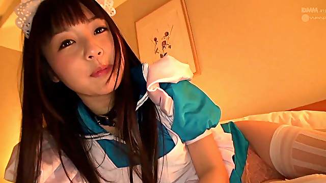 Naughty maid Tsubomi will do anything to play with an erected dick