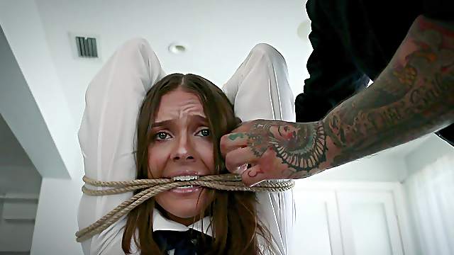 Bondage session with alluring school girl Sadie Holmes