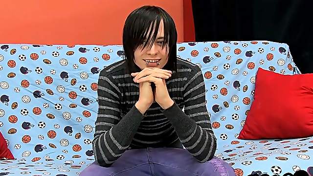 Emo twink Miles Pride wanking his big to a cummy finish