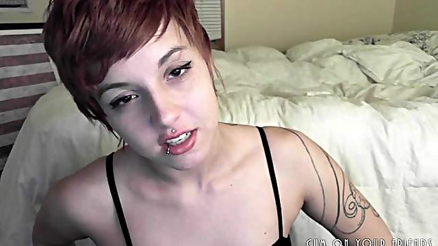 Teen brunette watching gay porn