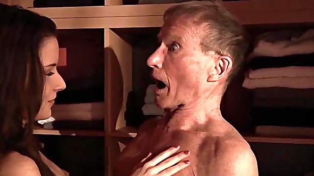 Teen Fucked Old man cock seduced him swallowed his cum