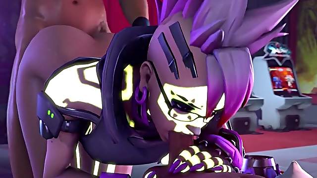 Cute sexy Sombra gets rammed in her mouth and tight pussy
