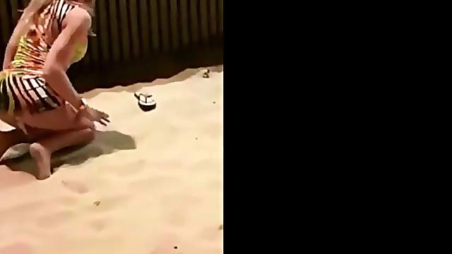 Blonde girl, risky public beach masturbation