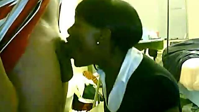 Ebony Chick Devours Her Man's Hard Cock Wit A Blowjob