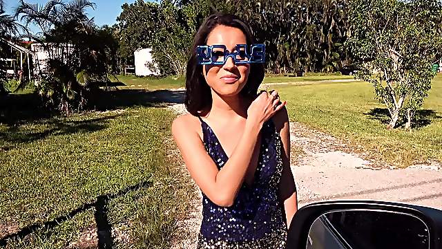 Elle Monela is a dolled up brunette who wants to be fucked in a car