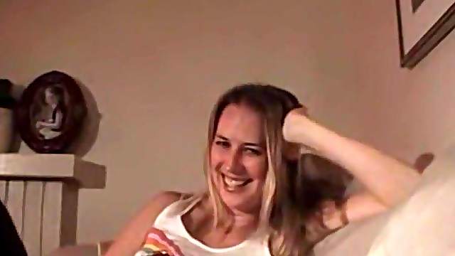 Cute blonde wife sucking her husband's hard cock