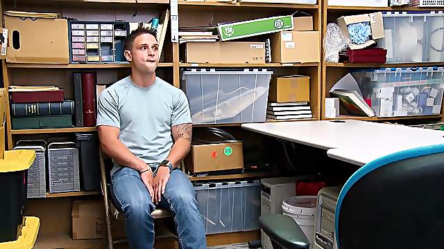 Straight stud shoplifter sucks the officers BBC and gets fucked hard in the ass.