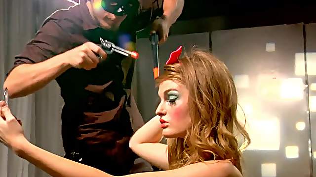 Blonde with big boobs and atrocious makeup, Faye Reagan, gets her ass spanked