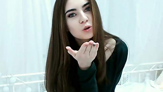 Russian brunette with hot flawless sexy body fingering her honeycomb on her bed