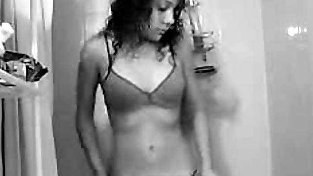 Latina babe stripping in the shower